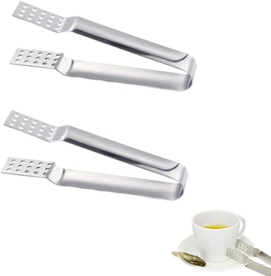 2 Pack Stainless Steel Tea Bag Squeezer, Kitchen Tea Bag Tongs Herbal Tea Infuser, Tea Bag Holder Strainer Clip for Loosing Leaf, Gripping Ice Cube, Sugar