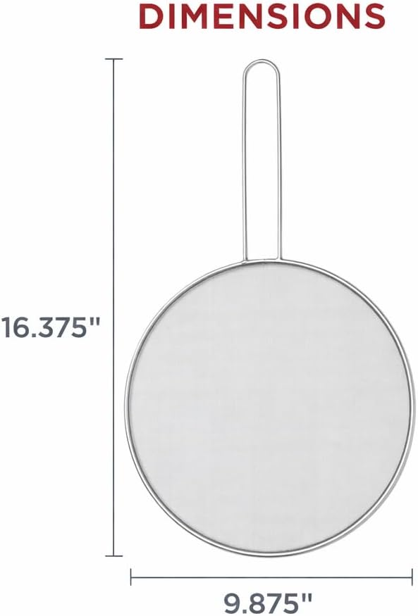 HIC Kitchen Splatter Screen, 18/8 Stainless Steel with Fine Mesh, 9-Inch, Fits Up To 8.5-Inch Pans