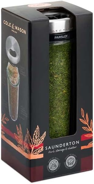 Cole & Mason Saunderton Spice Storage & Shaker - Herb Keeper for Refrigerator, Countertop or Cabinet - Divided Food Storage Container - Spice Shaker with Lid - Clear/Silver