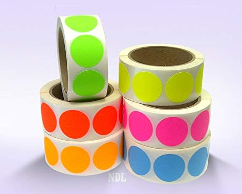 Blank Color Coding Stickers, Writable Surface â€“ 500 Permanent Labels per Roll (Yellow Fluorescent, 1.5" Circle)