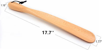 Bamber Wooden Shoe Horn Wood Shoehorn with Handle for Seniors Women Men Kids, 15'' Long, Black Walnut