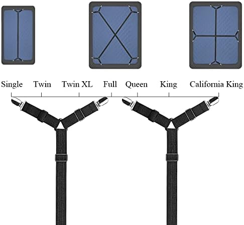 ZHOUBIN Sheet Suspenders Clips, Bed Sheet Straps Mattress Sheet Holders for Twin, Full, Queen, King - Keep Sheets in Place Corner Sheet Grippers Fasteners Sheet Stays
