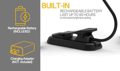 Book Light, 12 LED USB Rechargeable Reading Lamp with 3-Level Brightness for Eye Protection - Ideal for Night Reading