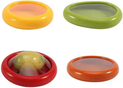 Set of 4 Reusable Fruit and Veggie Savers - Ideal for Avocados, Lemons,Tomatoes, Garlic, Onions, and More