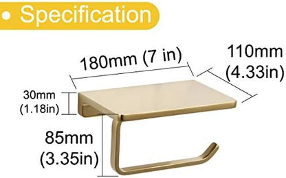 Linkaa Bronze Toilet Paper Holder with Shelf Oil Rubbed Bronze,Wall Mount | Toilet Tissue Roll Holder Dispenser with Phone Shelf Storage holder for Bathroom Kitchen丨Heavy Duty Zinc Alloy Material