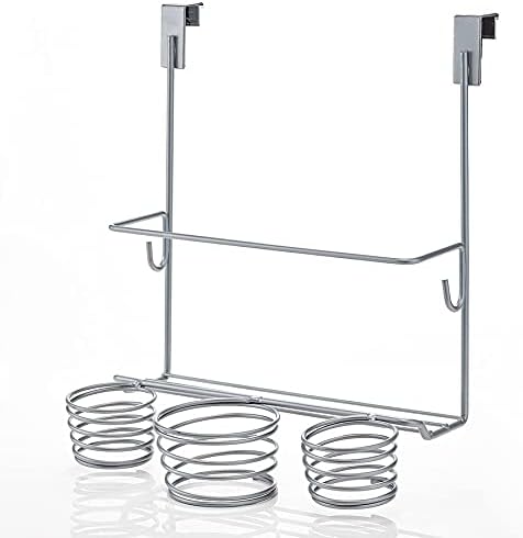 Home Intuition Hair Styling Station Organizer, Over The Cabinet Door (Silver)