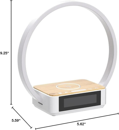 WILIT Bedside Lamp with Alarm Clock, Sunrise Wake-up Light, Wood Grain