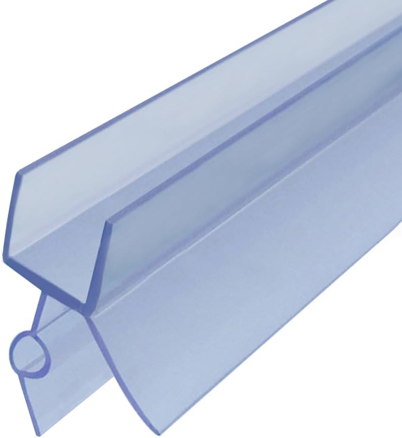 Frameless Shower Door Bottom Seal with Drip Rail for 3/8"(10mm) Glass, Length 27.5"/0.7m, Glass Door Sweep Stop Shower Leaking Clear