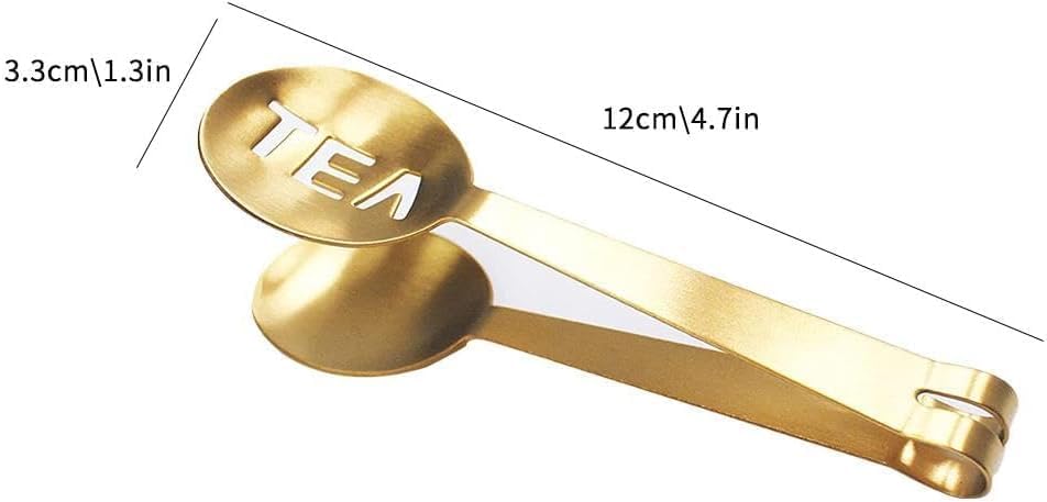 Tea Bag Squeezer Tongs,Tea Bag Squeezer,Tea Tongs,Stainless Steel Tea Tongs,Round Tea Filter Clamp,Tea Bag Strainer Clip Tea Bag Holder for Gripping Tea Strainer Spoon for Ice Sugar Cubes Bar (Gold)