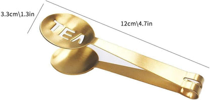 Tea Bag Squeezer Tongs,Tea Bag Squeezer,Tea Tongs,Stainless Steel Tea Tongs,Round Tea Filter Clamp,Tea Bag Strainer Clip Tea Bag Holder for Gripping Tea Strainer Spoon for Ice Sugar Cubes Bar (Gold)