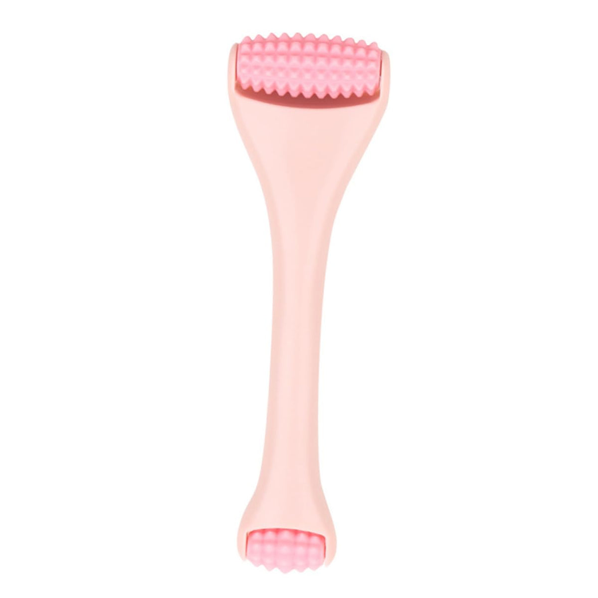 Dual Head Silicone Massage Roller for Face Eye Care Pink Handheld Rod
