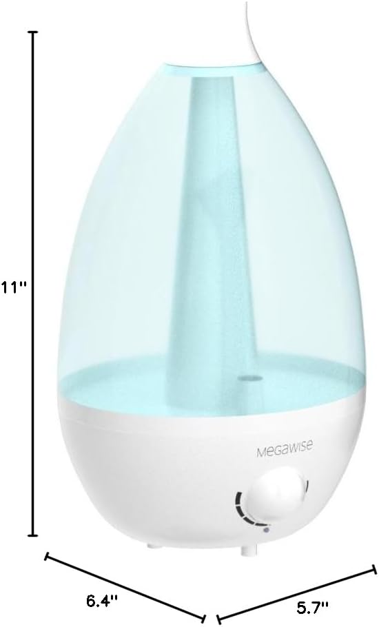 MEGAWISE 3.5L Cool Mist Humidifier – Ultra-Quiet Ultrasonic Vaporizer with Top-Fill Design, Essential Oil Diffuser, 7-Color Night Light & Auto Shut-Off