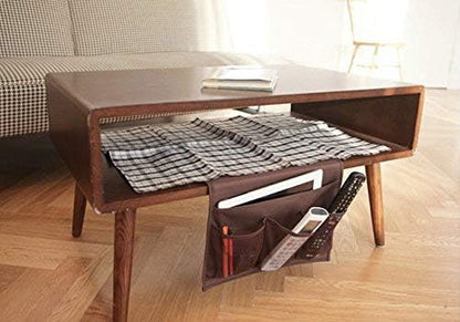 Bedside Storage Organizer with Pockets, Bedside Caddy, Table Cabinet Storage Organizer, TV Remote Control, Phones, Magazines, Tablets, Accessories, Grey