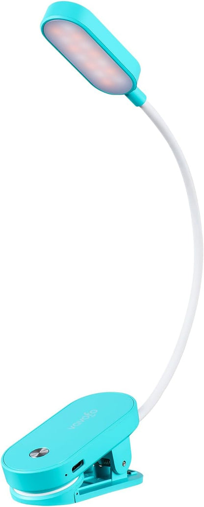 VAVOFO Rechargeable Book Light, 14 LEDs Eye Care Clip On Amber Reading Light for Bookworms Reading in Bed with 9 Colors 9 Brightness (Blue)