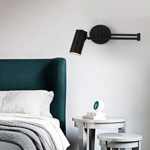 Swing Arm Wall Sconce Adjustable Wall Mount Reading Light Headboard Lamp, Modern Hardwired Sconces GU10 Wall Swivel Spot Lights for Bedroom Bedside Living Room Study