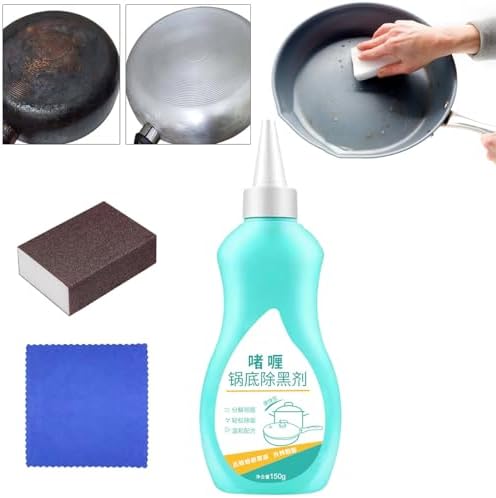 Cleaner for Pots and Pans, Pot Cleaner for Bottom of Pans, Black Pot Bottom Cleaning Gel, Stainless Steel Cookware Cleaner, Gel Cleaner for Cookware Bottom (2Pcs)