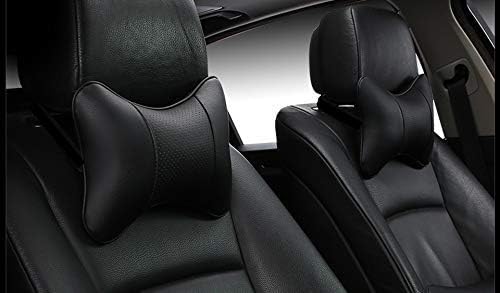 2 Packs Car Neck Pillows, Dual-Side PU Leather Car Headrest with Fiber Filling, Universal Soft Neck Support Pillow for Car, Home & Office (Black)