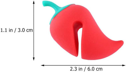 Hemoton Silicone Pot Lid Lifter Steam Release Set of 2 Pepper Shaped Pot Lid Holder for Boil over Control Cover Holder for Stovetop Kettle Soup Kitchen Tool