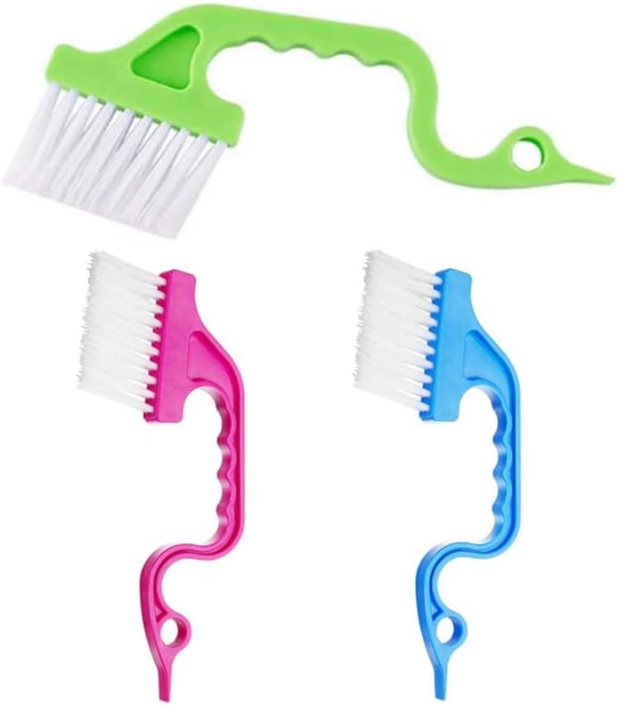 3Pcs Hand-held Groove Gap Cleaning Tools Door Window Track Kitchen Cleaning Brushes, for Window Air Conditioning Kitchen Cleaning （Random Color）