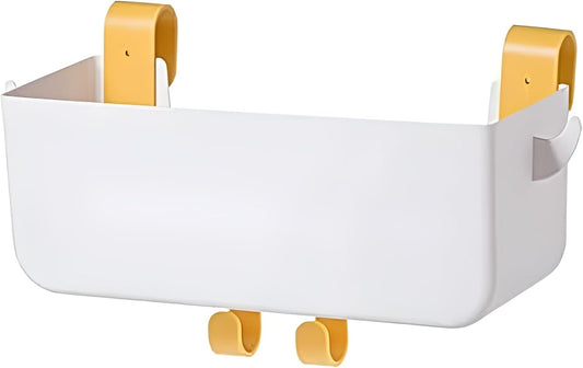 Bunk Bed Shelf for Top Bunk Plastic Bedside Shelf Accessories for Kids Bunk Bed Caddy with Hooks For Bed Rail, White, 11 lbs Capacity