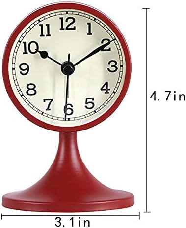 3" Round Quartz Analog Metal Alarm Clock Silent Non Ticking Desk Clock