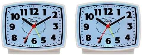Equity by La Crosse 33100 Electric Silent Analog Alarm Clock with Lighted Dial, White (Pack of 2)