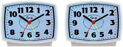 Equity by La Crosse 33100 Electric Silent Analog Alarm Clock with Lighted Dial, White (Pack of 2)