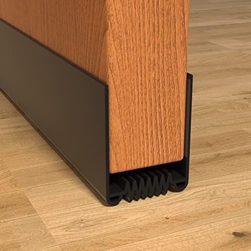 2 Pack Door Draft Stopper, 36” Length Cuttable Weather Stripping Door Seal, Strong Adhesive Door Sweep for Exterior and Interior Doors (2, Black)