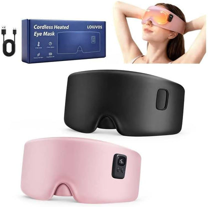 Heated Eye Mask for Dry Eyes, Cordless Warm Eye Compress 120-Min Battery, FSA - HSA Eligible, Eye Strain Relief, Washable Silk Travel Eye Mask with Extra Cover for Better Sleep (Pink & Purple)