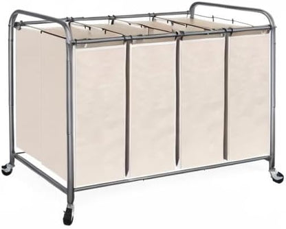STO STO Laundry Sorter 3 Section, 3 Bag Clothes Hamper, Rolling Laundry Cart Basket with Heavy Duty Lockable Wheels and Removable Bag for Laundry Room, Bedroom, Closet, Black