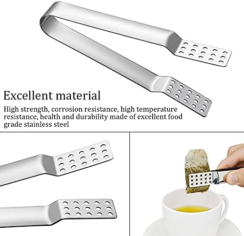 ARFUKA 3pcs Tea Bag Squeezer Stainless Steel Tea Bag Holder Tea Bag Tongs Tea Bag Spoon Tea Bag Strainer Clip for Gripping Ice Cubes Tea Bags for Loose Tea Loose Leaf Gripping Ice Cubes, Silver
