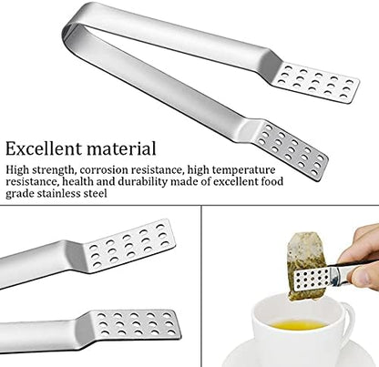 ARFUKA 3pcs Tea Bag Squeezer Stainless Steel Tea Bag Holder Tea Bag Tongs Tea Bag Spoon Tea Bag Strainer Clip for Gripping Ice Cubes Tea Bags for Loose Tea Loose Leaf Gripping Ice Cubes, Silver