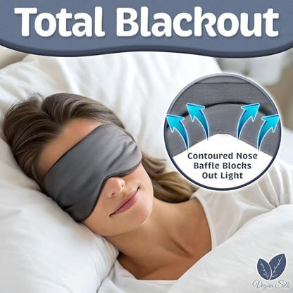 Sleep Mask - Navy Gray, 100% Viscose Derived from Bamboo - Lightweight Eye Mask with Adjustable Strap - Blackout Sleeping Blindfold for Women & Men - Comfortable Light Blocking Eye Cover