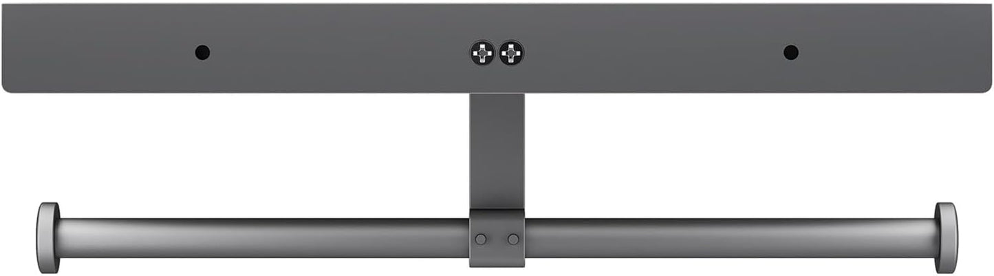 Matte Black Toilet Paper Holder with Shelf, Wall-Mounted Bathroom Organizer, Double Roll