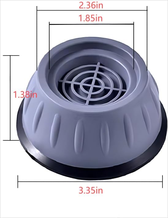 4 Pcs Rubber Round Grey Washing Machine Feet Pads, Anti-Vibration, Anti-Walk, Noise Reducing, Anti-Slip