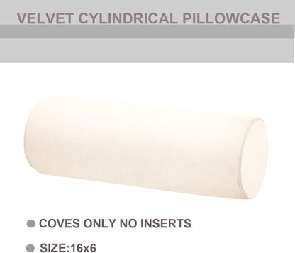Neck Roll Pillowcases Velvet Cylindrical Pillow Covers 16"x6" with Hidden Zipper for House Home Decor Neck Roll Pillow Cervical Neck Roll Memory Pillow Cylinder Round Cushion (Black, 16x6)