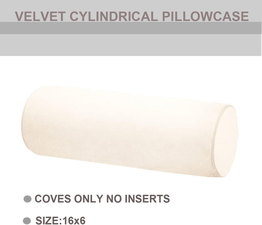 Neck Roll Pillowcases Velvet Cylindrical Pillow Covers 16"x6" with Hidden Zipper for House Home Decor Neck Roll Pillow Cervical Neck Roll Memory Pillow Cylinder Round Cushion (Black, 16x6)