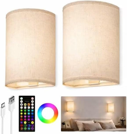 EZVALO Battery Operated Wall Sconce Set of Two with Remote, Wall Lights