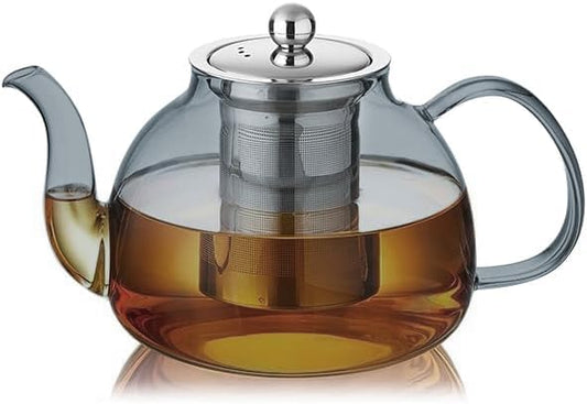 Glass Teapot with Removable Infuser, 20 oz/600ml Glass Tea Pot Small Borosilicate Tea Steeper Kettle with Loose Leaf Tea Strainer For Flower Blooming Tea, ClearTea Maker Pitcher
