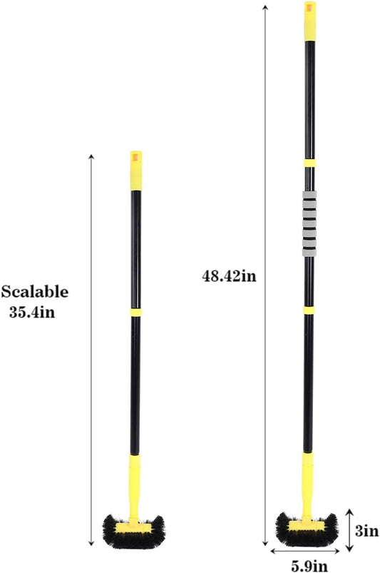 Grout Cleaning Brush with Long Handle - Hard Bristle Hand Held Grout Cleaner Brush for Tile Grout, Shower Cupboard Corner Cleaning