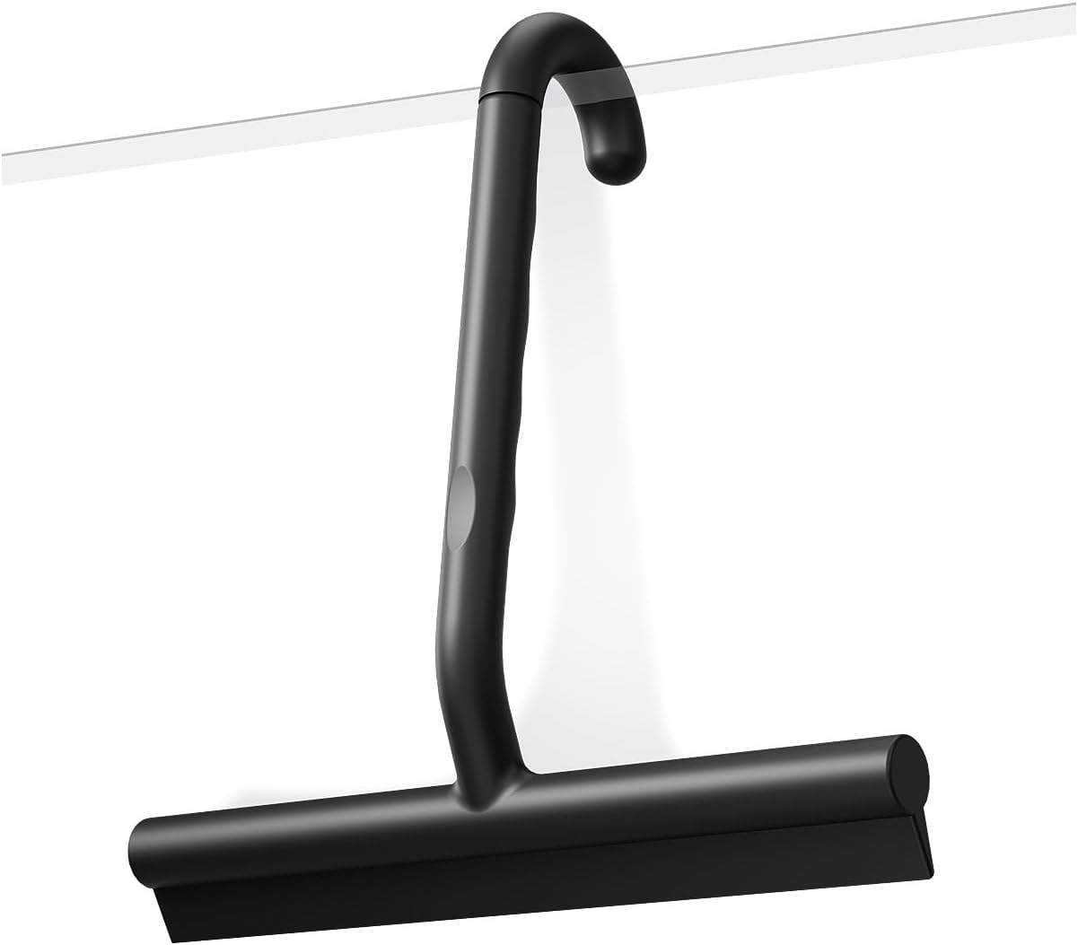 2-in-1 Silicone Shower Squeegee with Hook,Dual-Sided Design with Scraper & Scrub Surface,Rust-Proof Stainless Core,Streak-Free Bathroom Squeegee for Glass Doors,Mirrors,Windows,Car Windshields (Black)