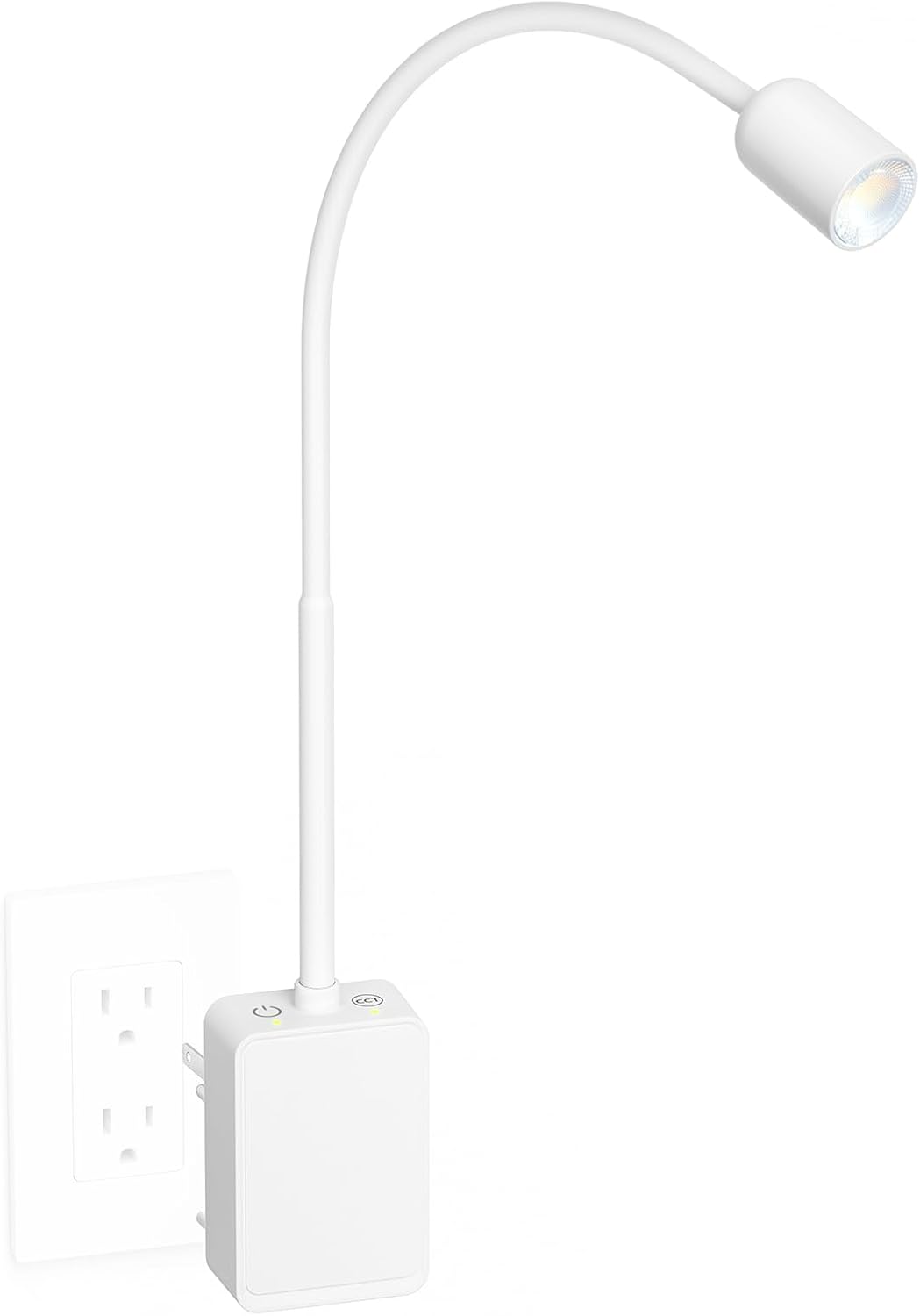 Plug in LED Book Reading Spot Light, White Dimmable Wall Sconce Lamp with Power Plug and Outlet Extender for Kitchen Bedroom Living Room, 3 Lighting Colors, USB Output Charging Ports