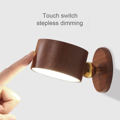 Wood Wall Sconce Cordless,Magnetic Wall Mounted(Sapele) | USB C Rechargeable, Dimming Night Light,for Bedside,Cabinet,Reading,Home Decor
