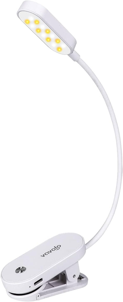VAVOFO Rechargeable Book Light, 14 LEDs Eye Care Clip On Amber Reading Light for Bookworms Reading in Bed with 9 Colors 9 Brightness (Blue)