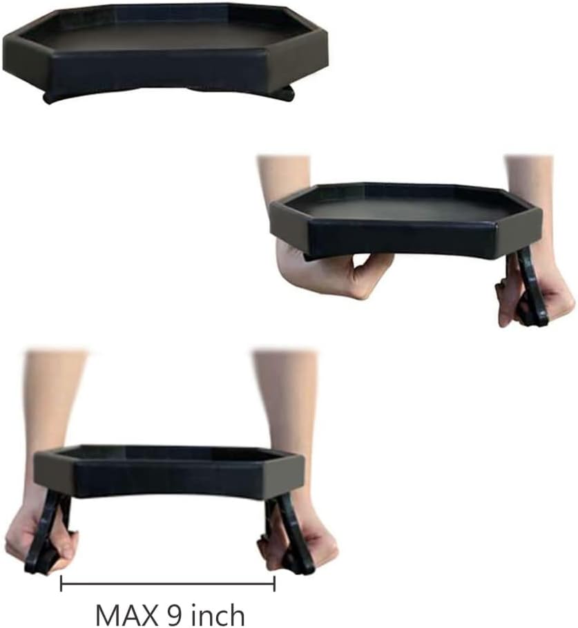 Sofa Arm Clip Table, Armrest Tray Table, Drinks/Remote Control/Snacks Holder … (Platic, Brown)