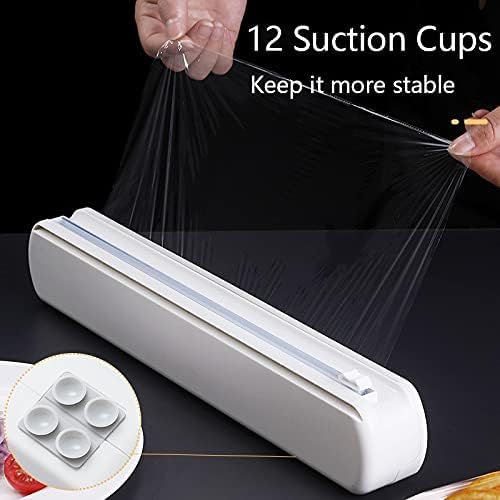 Plastic Wrap Dispenser With Cutter, Reusable Cling Film Dispenser, Cling Wrap Dispenser With Slide Cutter, Also For Aluminum Foil, Tin Foil, Baking Paper (L)