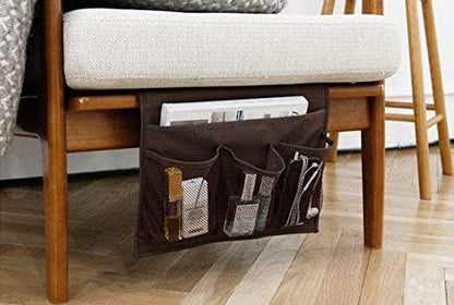 Bedside Storage Organizer with Pockets, Bedside Caddy, Table Cabinet Storage Organizer, TV Remote Control, Phones, Magazines, Tablets, Accessories, Grey
