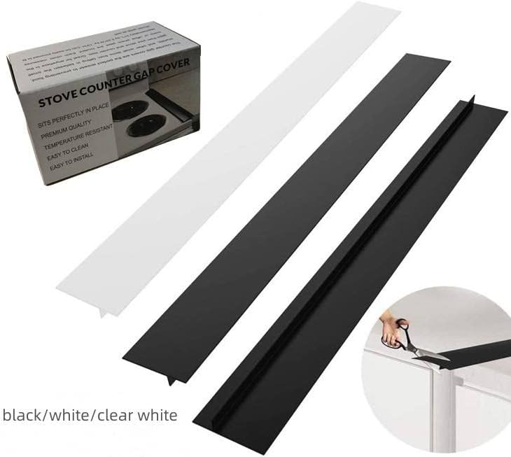 2 Pack Silicone Stove Counter Gap Cover， Flexible Easy Clean Heat Resistant Wide & Long Gap Cap Fillers,Seals Spills Between Counter, Stove Top, Oven, Washer & Dryer (21Inches, Clear)