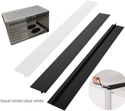 2 Pack Silicone Stove Counter Gap Cover， Flexible Easy Clean Heat Resistant Wide & Long Gap Cap Fillers,Seals Spills Between Counter, Stove Top, Oven, Washer & Dryer (21Inches, Clear)