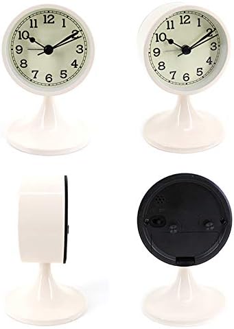 3" Round Quartz Analog Metal Alarm Clock Silent Non Ticking Desk Clock